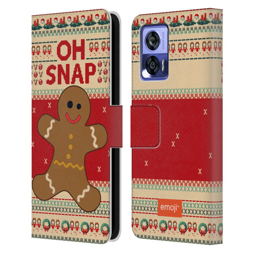 emoji® Ugly Christmas Gingerbread Leather Book Wallet Case Cover For Motorola Edge 30 Neo 5G