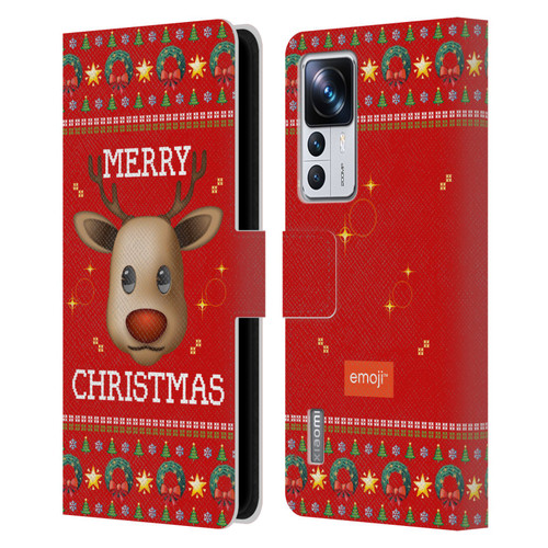 emoji® Ugly Christmas Reindeer Leather Book Wallet Case Cover For Xiaomi 12T Pro