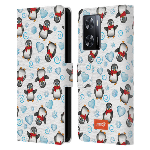 emoji® Winter Wonderland Penguins Leather Book Wallet Case Cover For OPPO A57s