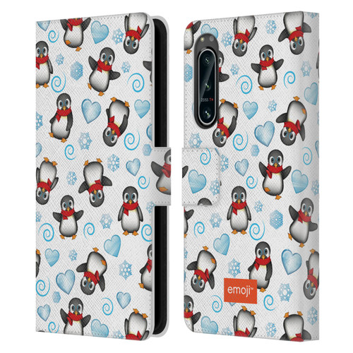 emoji® Winter Wonderland Penguins Leather Book Wallet Case Cover For Sony Xperia 5 IV