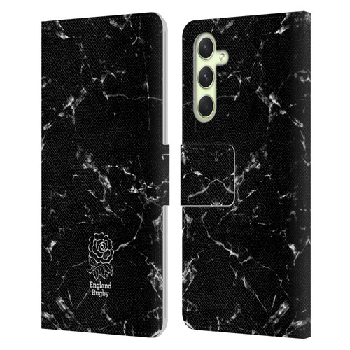 England Rugby Union Marble Black Leather Book Wallet Case Cover For Samsung Galaxy A54 5G