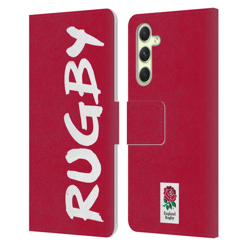 England Rugby Union 2016/17 The Rose Rugby Leather Book Wallet Case Cover For Samsung Galaxy A54 5G