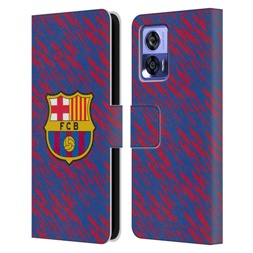 FC Barcelona Crest Patterns Glitch Leather Book Wallet Case Cover For Motorola Edge 30 Neo 5G