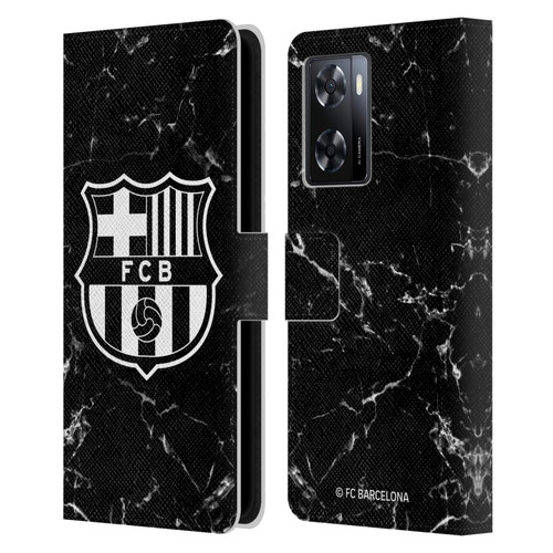 FC Barcelona Crest Patterns Black Marble Leather Book Wallet Case Cover For OPPO A57s
