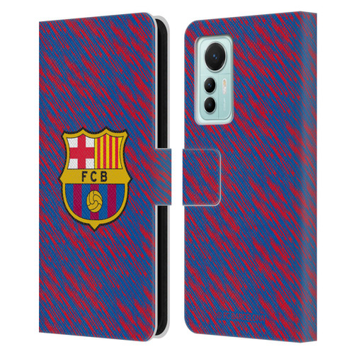 FC Barcelona Crest Patterns Glitch Leather Book Wallet Case Cover For Xiaomi 12 Lite