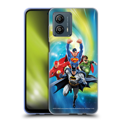 Justice League DC Comics Airbrushed Heroes Galaxy Soft Gel Case for Motorola Moto G53 5G