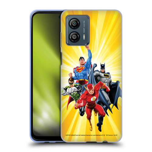 Justice League DC Comics Airbrushed Heroes Yellow Soft Gel Case for Motorola Moto G53 5G