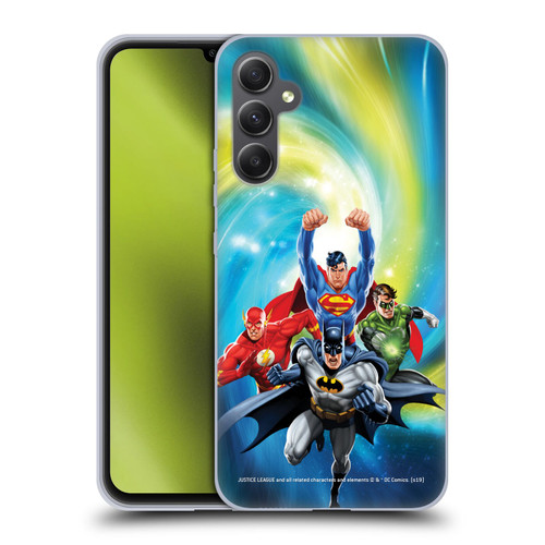 Justice League DC Comics Airbrushed Heroes Galaxy Soft Gel Case for Samsung Galaxy A34 5G