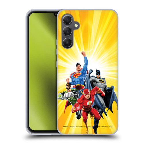 Justice League DC Comics Airbrushed Heroes Yellow Soft Gel Case for Samsung Galaxy A34 5G