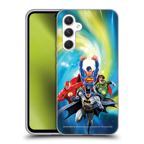 Justice League DC Comics Airbrushed Heroes Galaxy Soft Gel Case for Samsung Galaxy A54 5G