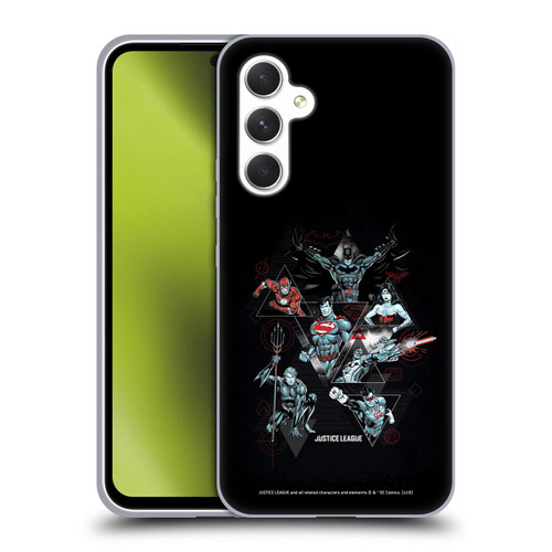 Justice League DC Comics Dark Electric Graphics Heroes Triangle Soft Gel Case for Samsung Galaxy A54 5G