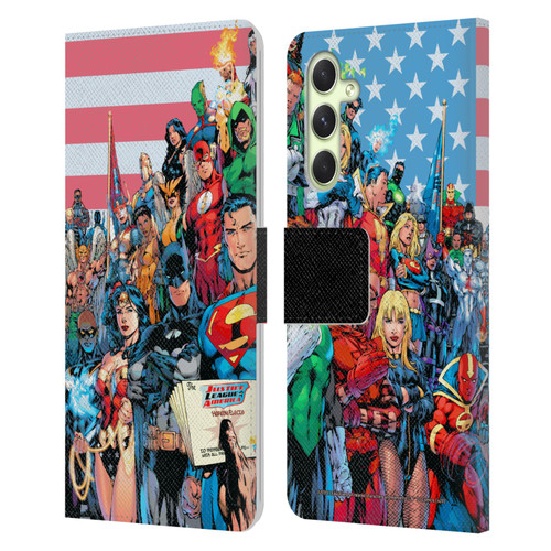 Justice League DC Comics Comic Book Covers Of America #1 Leather Book Wallet Case Cover For Samsung Galaxy A54 5G