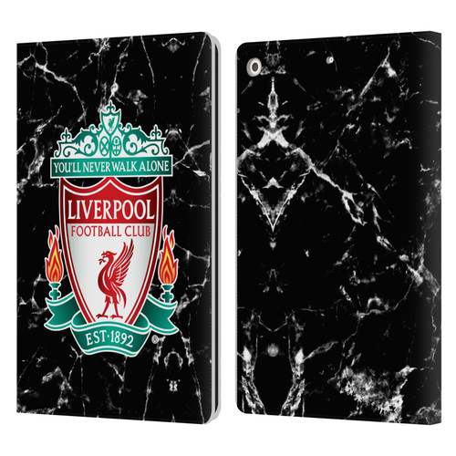Liverpool Football Club Marble Black Crest Leather Book Wallet Case Cover For Apple iPad 10.2 2019/2020/2021