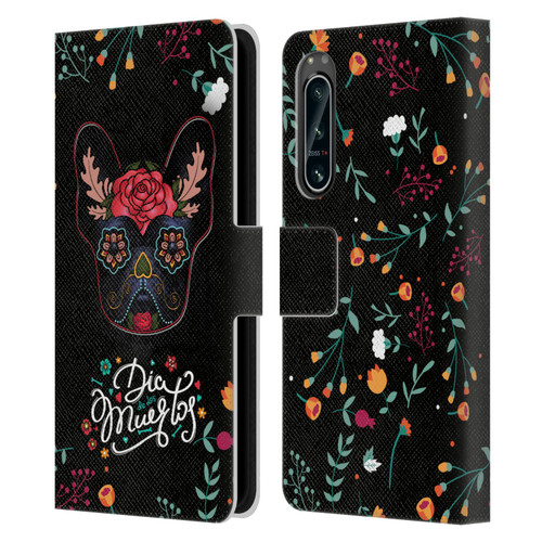 Klaudia Senator French Bulldog Day Of The Dead Leather Book Wallet Case Cover For Sony Xperia 5 IV