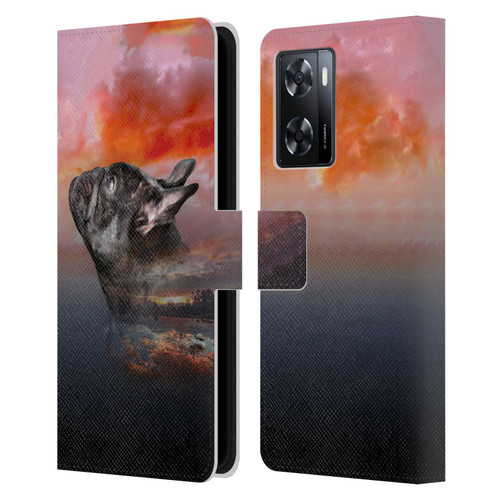 Klaudia Senator French Bulldog 2 Reminisce Leather Book Wallet Case Cover For OPPO A57s