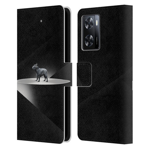 Klaudia Senator French Bulldog 2 Wandering Leather Book Wallet Case Cover For OPPO A57s