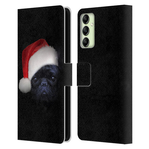 Klaudia Senator French Bulldog 2 Christmas Hat Leather Book Wallet Case Cover For Samsung Galaxy A14 5G