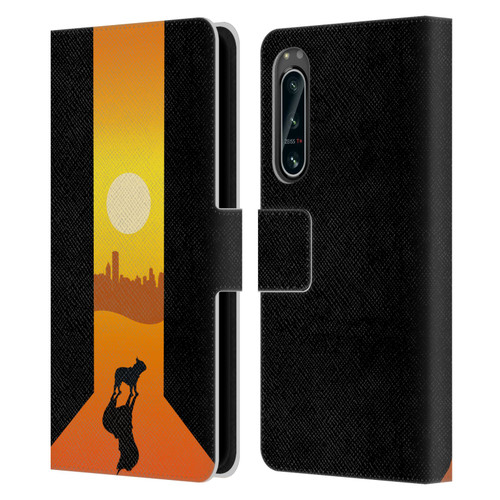 Klaudia Senator French Bulldog 2 Shadow At Sunset Leather Book Wallet Case Cover For Sony Xperia 5 IV