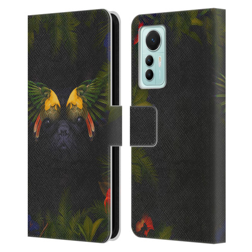 Klaudia Senator French Bulldog 2 Bird Feathers Leather Book Wallet Case Cover For Xiaomi 12 Lite