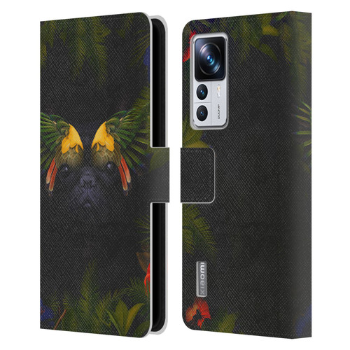 Klaudia Senator French Bulldog 2 Bird Feathers Leather Book Wallet Case Cover For Xiaomi 12T Pro