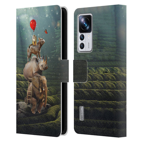 Klaudia Senator French Bulldog 2 Friends Reaching Butterfly Leather Book Wallet Case Cover For Xiaomi 12T Pro