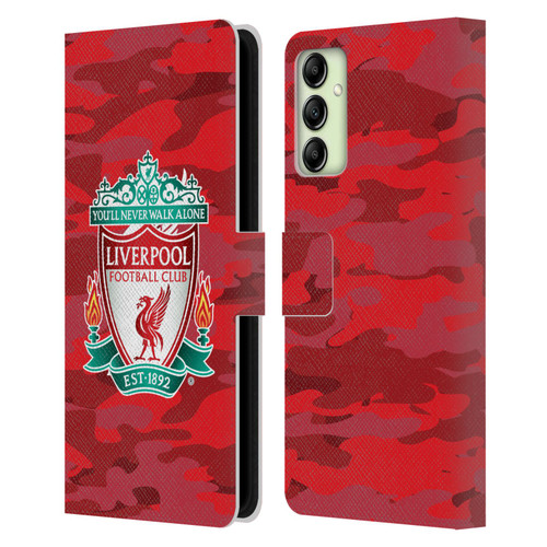 Liverpool Football Club Camou Home Colourways Crest Leather Book Wallet Case Cover For Samsung Galaxy A14 5G