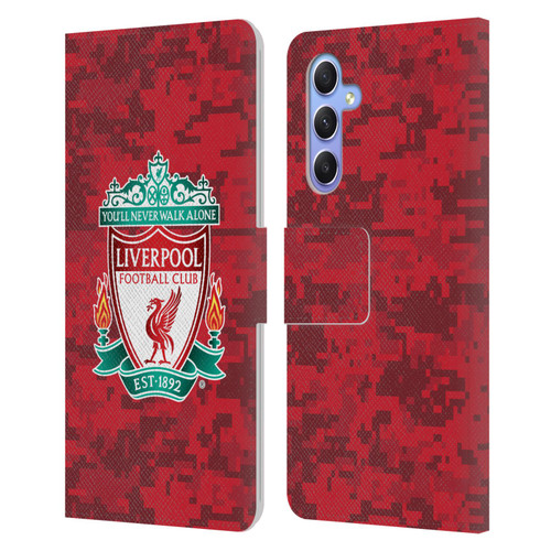 Liverpool Football Club Digital Camouflage Home Red Crest Leather Book Wallet Case Cover For Samsung Galaxy A34 5G