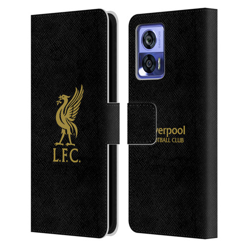 Liverpool Football Club Liver Bird Gold Logo On Black Leather Book Wallet Case Cover For Motorola Edge 30 Neo 5G