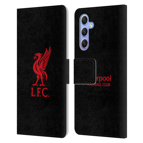 Liverpool Football Club Liver Bird Red Logo On Black Leather Book Wallet Case Cover For Samsung Galaxy A34 5G