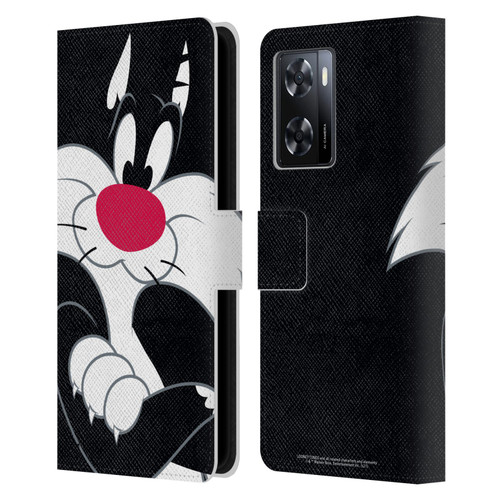 Looney Tunes Characters Sylvester The Cat Leather Book Wallet Case Cover For OPPO A57s