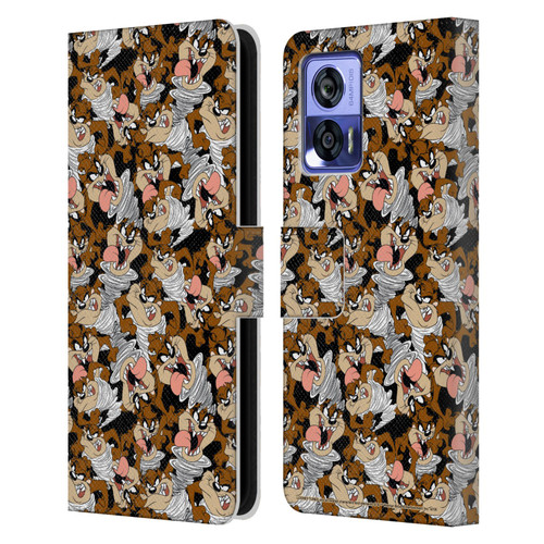 Looney Tunes Patterns Tasmanian Devil Leather Book Wallet Case Cover For Motorola Edge 30 Neo 5G