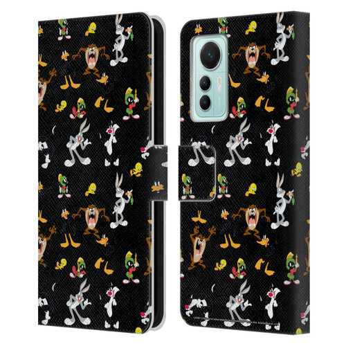 Looney Tunes Patterns Black Leather Book Wallet Case Cover For Xiaomi 12 Lite