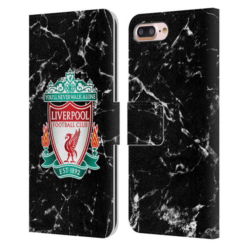 Liverpool Football Club Marble Black Crest Leather Book Wallet Case Cover For Apple iPhone 7 Plus / iPhone 8 Plus