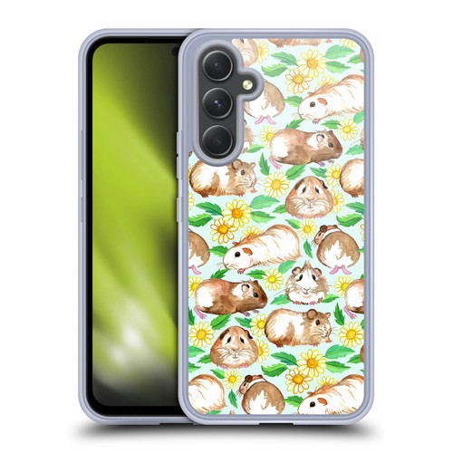Micklyn Le Feuvre Patterns 2 Guinea Pigs And Daisies In Watercolour On Mint Soft Gel Case for Samsung Galaxy A54 5G