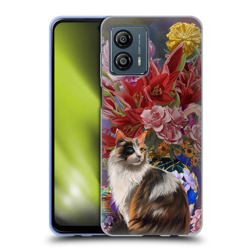 Nene Thomas Art Cat With Bouquet Of Flowers Soft Gel Case for Motorola Moto G53 5G