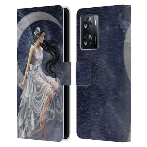 Nene Thomas Crescents Winter Frost Fairy On Moon Leather Book Wallet Case Cover For OPPO A57s