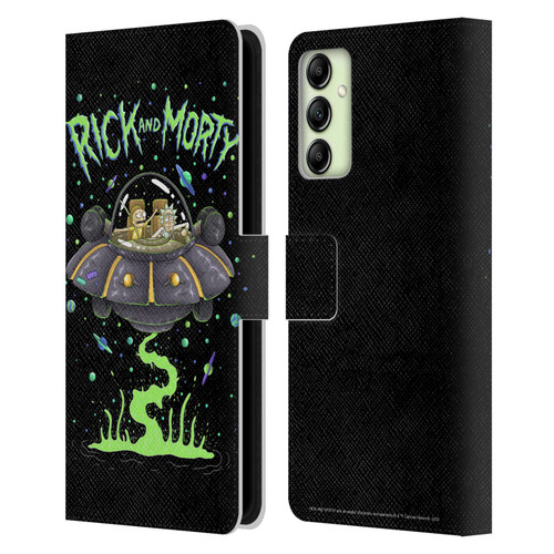 Rick And Morty Season 1 & 2 Graphics The Space Cruiser Leather Book Wallet Case Cover For Samsung Galaxy A14 5G