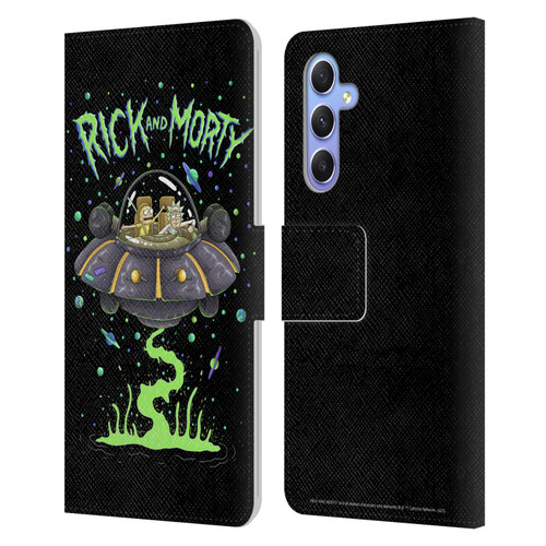 Rick And Morty Season 1 & 2 Graphics The Space Cruiser Leather Book Wallet Case Cover For Samsung Galaxy A34 5G