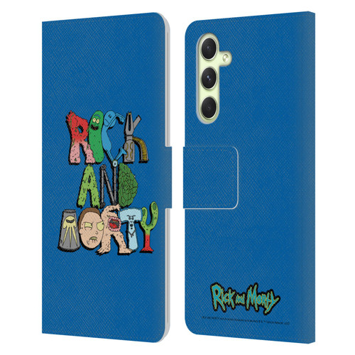 Rick And Morty Season 3 Character Art Typography Leather Book Wallet Case Cover For Samsung Galaxy A54 5G