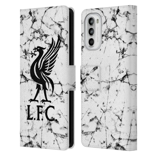 Liverpool Football Club Marble Black Liver Bird Leather Book Wallet Case Cover For Motorola Moto G52