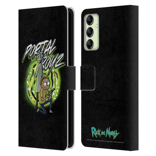 Rick And Morty Season 5 Graphics Portal Boyz Leather Book Wallet Case Cover For Samsung Galaxy A14 5G