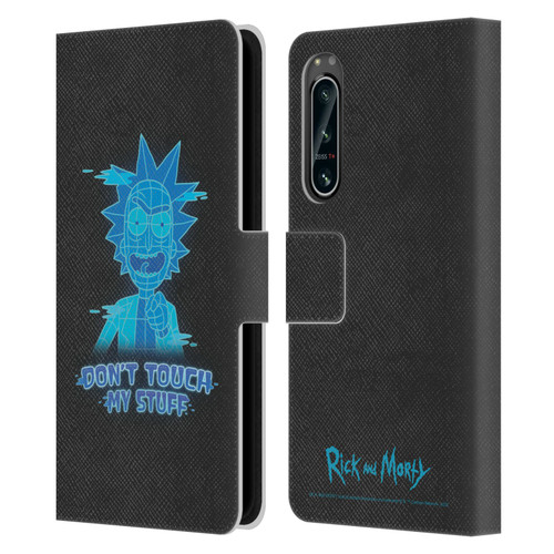 Rick And Morty Season 5 Graphics Don't Touch My Stuff Leather Book Wallet Case Cover For Sony Xperia 5 IV