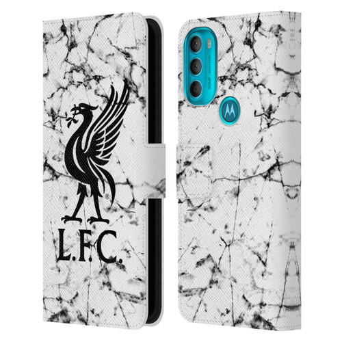 Liverpool Football Club Marble Black Liver Bird Leather Book Wallet Case Cover For Motorola Moto G71 5G