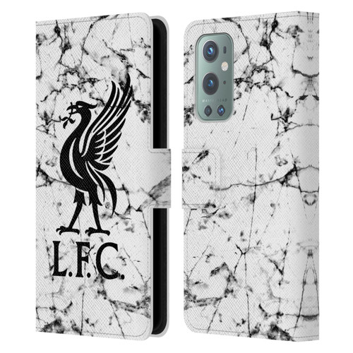 Liverpool Football Club Marble Black Liver Bird Leather Book Wallet Case Cover For OnePlus 9
