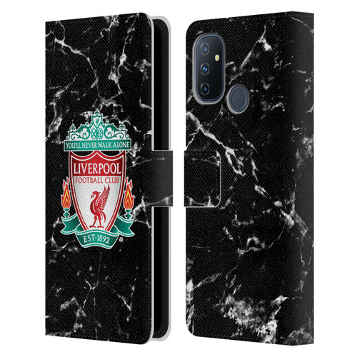 Liverpool Football Club Marble Black Crest Leather Book Wallet Case Cover For OnePlus Nord N100