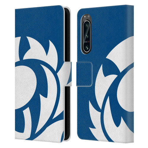 Scotland Rugby Oversized Thistle Saltire Blue Leather Book Wallet Case Cover For Sony Xperia 5 IV