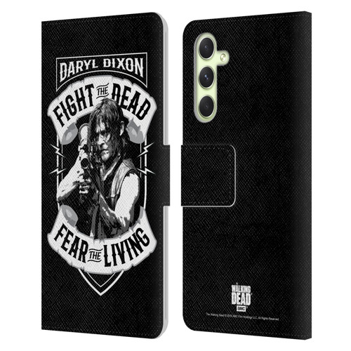 AMC The Walking Dead Daryl Dixon Biker Art RPG Black White Leather Book Wallet Case Cover For Samsung Galaxy A54 5G