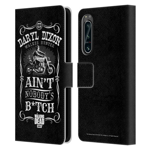 AMC The Walking Dead Daryl Dixon Biker Art Motorcycle Black White Leather Book Wallet Case Cover For Sony Xperia 5 IV