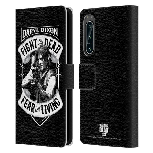 AMC The Walking Dead Daryl Dixon Biker Art RPG Black White Leather Book Wallet Case Cover For Sony Xperia 5 IV