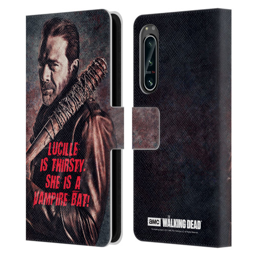 AMC The Walking Dead Negan Lucille Vampire Bat Leather Book Wallet Case Cover For Sony Xperia 5 IV